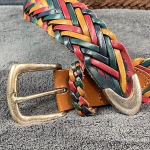Brighton Vintage Rainbow Braided Leather Belt Small Colorful Western Boho 44801